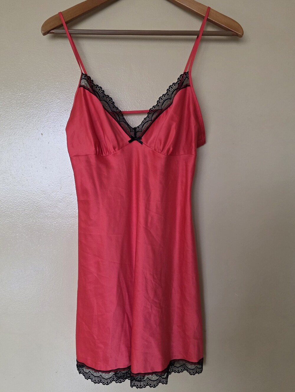 Y2K Satin Mini Slip Dress M Black Lace Low V Back Coquette Going Out Balletcore